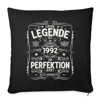 33ème Anniversaire Légende Novembre Millésime 1992 - Housse de coussin décorative 45 x 45 cm - noir - Devant