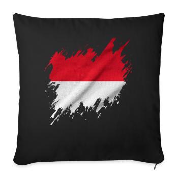 Drapeau indonésien, style déchiré - Housse de coussin décorative 45 x 45 cm - noir - Devant