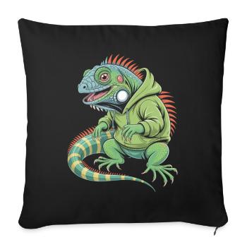 Iguane cool avec sweat à capuche - Housse de coussin décorative 45 x 45 cm - noir - Devant