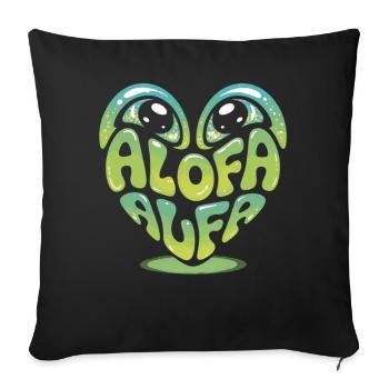 Chemise grenouille cool à l’ambiance tropicale – ALOFA - Housse de coussin décorative 45 x 45 cm - noir - Devant