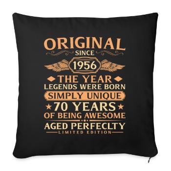 Original 1956 Vintage - 70th Birthday - Sofa pillowcase 17,3'' x 17,3'' (45 x 45 cm) - black - Front