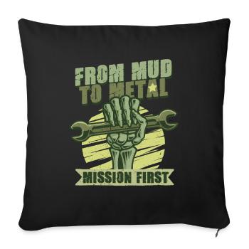 Mécanique militaire : de la boue au métal - Housse de coussin décorative 45 x 45 cm - noir - Devant