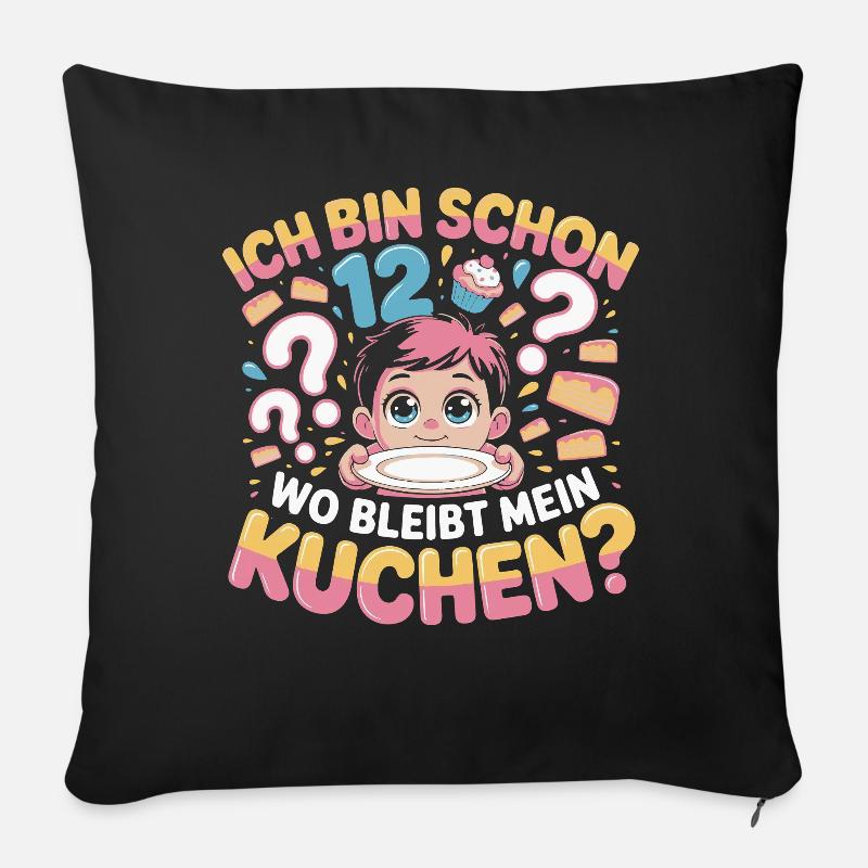 Schon 12 Kuchenfrage Cartoon - Sofakissenbezug 45 x 45 cm - Schwarz