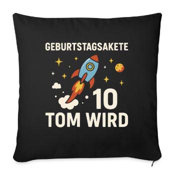 Birthday Rocket 10th Birthday - Sofa pillowcase 17,3'' x 17,3'' (45 x 45 cm) - black - Front