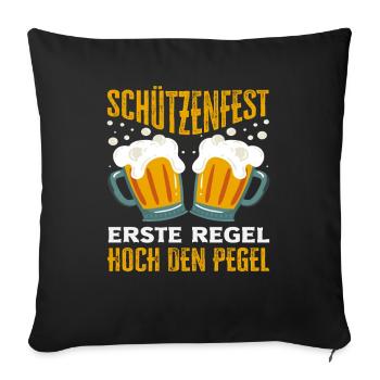 Erste Regel Hoch Den Pegel Lustiger Schützenfest - Sofakissenbezug 45 x 45 cm - Schwarz - Vorne