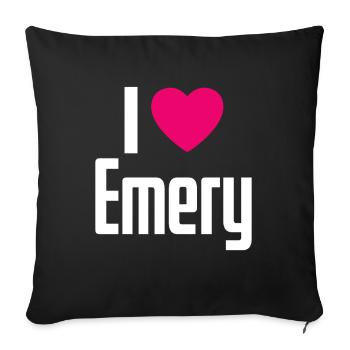 J’aime Emery Pink Heart J’aime Emery - Housse de coussin décorative 45 x 45 cm - noir - Devant
