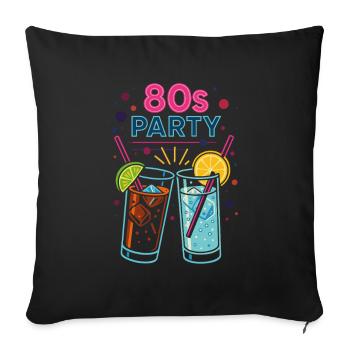Boissons au néon de fête des années 80 - Housse de coussin décorative 45 x 45 cm - noir - Devant