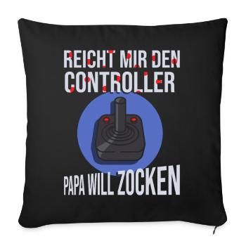 Gamer Gaming Père Fête des Pères Dire Gaming Papa - Housse de coussin décorative 45 x 45 cm - noir - Devant