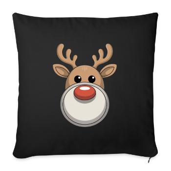 Renne Noël laid - Housse de coussin décorative 45 x 45 cm - noir - Devant