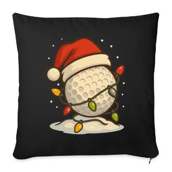 Funny Golf Christmas Golf Ball Santa Hat - Sofa pillowcase 17,3'' x 17,3'' (45 x 45 cm) - black - Front