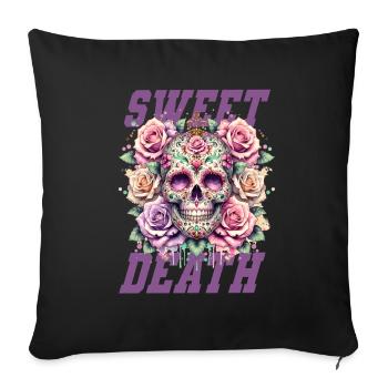 Flowers Skull Beauty Bloom - Sofa pillowcase 17,3'' x 17,3'' (45 x 45 cm) - black - Front