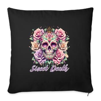 Flowers Skull Beauty Bloom - Sofa pillowcase 17,3'' x 17,3'' (45 x 45 cm) - black - Front