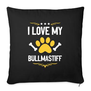 J’adore Bullmastiff - Housse de coussin décorative 45 x 45 cm - noir - Devant