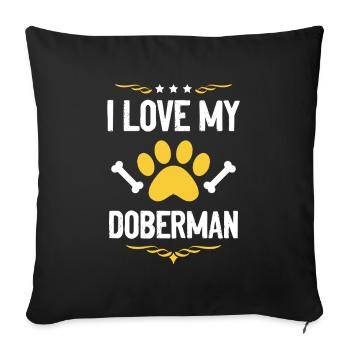 Doberman Lover Motif - Housse de coussin décorative 45 x 45 cm - noir - Devant