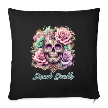 Flowers Skull Beauty Bloom - Sofa pillowcase 17,3'' x 17,3'' (45 x 45 cm) - black - Front