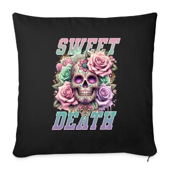 Flowers Skull Beauty Bloom - Sofa pillowcase 17,3'' x 17,3'' (45 x 45 cm) - black - Front