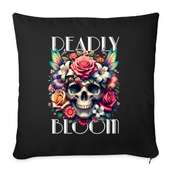 Flowers Skull Beauty Bloom - Sofa pillowcase 17,3'' x 17,3'' (45 x 45 cm) - black - Front