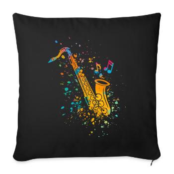 Saxophone Jazz Saxophonist Orchestra Musicians - Sofa pillowcase 17,3'' x 17,3'' (45 x 45 cm) - black - Front