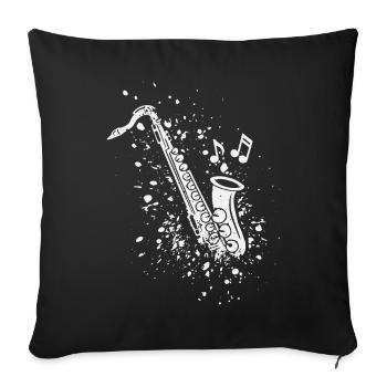 Saxophone Jazz Saxophonist Orchestra Musicians - Sofa pillowcase 17,3'' x 17,3'' (45 x 45 cm) - black - Front