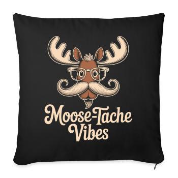 Humour Animal Élan Blague Moustache - Housse de coussin décorative 45 x 45 cm - noir - Devant