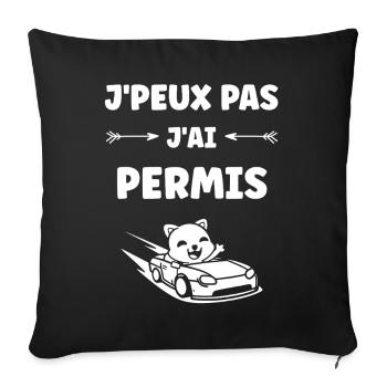 jeune permis, jeune conducteur, permis de conduire - Housse de coussin décorative 45 x 45 cm - noir - Devant