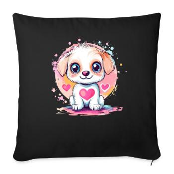 Little Heart Favorite Puppy - Sofa pillowcase 17,3'' x 17,3'' (45 x 45 cm) - black - Front