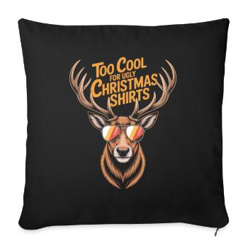 Cerf avec des bois Noël laid - Housse de coussin décorative 45 x 45 cm - noir - Devant