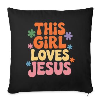 This Girl Loves Jesus – Colorful Retro - Sofa pillowcase 17,3'' x 17,3'' (45 x 45 cm) - black - Front