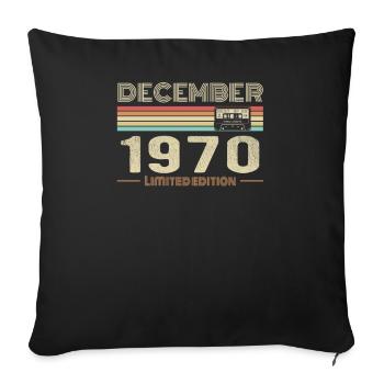 Décembre 1970 anniversaire Décembre 1970 Décembre - Housse de coussin décorative 45 x 45 cm - noir - Devant