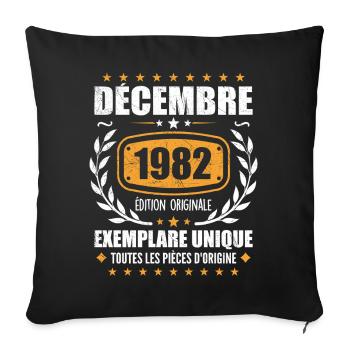 Décembre 1982 Anniversaire - Nées En Décembre 1982 - Housse de coussin décorative 45 x 45 cm - noir - Devant