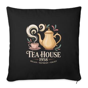 Vintage Tea Advertising - Sofa pillowcase 17,3'' x 17,3'' (45 x 45 cm) - black - Front