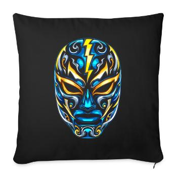 Masques Flash Lucha Bleu Néon Or - Housse de coussin décorative 45 x 45 cm - noir - Devant