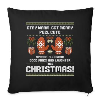 Ambiance de vin chaud et rires à Noël - Housse de coussin décorative 45 x 45 cm - noir - Devant