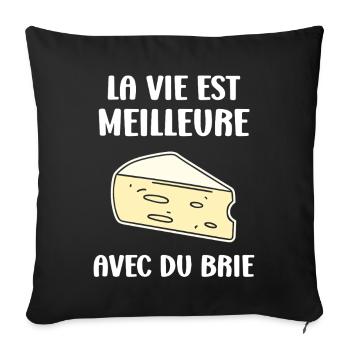 Humour fromage brie - Housse de coussin décorative 45 x 45 cm - noir - Devant