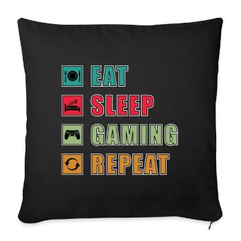 Eat Sleep Gaming Repeat Design - Sofa pillowcase 17,3'' x 17,3'' (45 x 45 cm) - black - Front