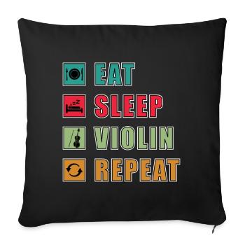 Eat Sleep Violin Repeat Grafik - Sofakissenbezug 45 x 45 cm - Schwarz - Vorne