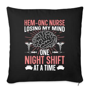  Night Shift Hem/Onc Nurse Badge Reel Hematology - Sofa pillowcase 17,3'' x 17,3'' (45 x 45 cm) - black - Front