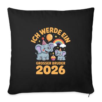 Je vais être un grand frère éléphant 2026 - Housse de coussin décorative 45 x 45 cm - noir - Devant