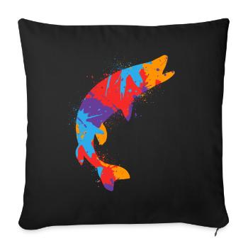 Colorful Pike Fishing Pike Fishing Angler - Sofa pillowcase 17,3'' x 17,3'' (45 x 45 cm) - black - Front