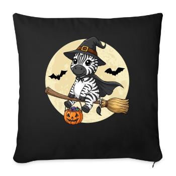 Mignon zèbre sorcière Halloween citrouille pleine lune - Housse de coussin décorative 45 x 45 cm - noir - Devant