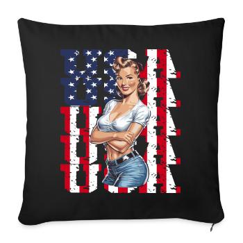 États-Unis Rétro Vintage Design patriotique - Housse de coussin décorative 45 x 45 cm - noir - Devant