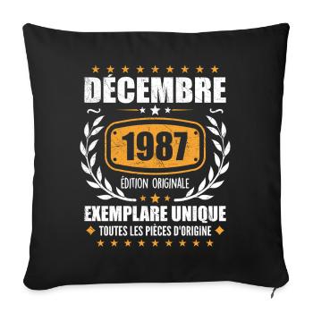Décembre 1987 Anniversaire - Nées En Décembre 1987 - Housse de coussin décorative 45 x 45 cm - noir - Devant
