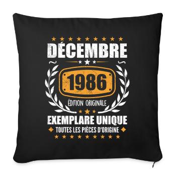 Décembre 1986 Anniversaire - Nées En Décembre 1986 - Housse de coussin décorative 45 x 45 cm - noir - Devant