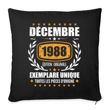 Décembre 1988 Anniversaire - Nées En Décembre 1988 - Housse de coussin décorative 45 x 45 cm - noir - Devant