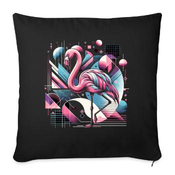 Neon Flamingo Geometric Pop 80s - Sofa pillowcase 17,3'' x 17,3'' (45 x 45 cm) - black - Front