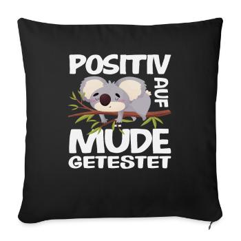 Testé positif pour l’humour du koala fatigué - Housse de coussin décorative 45 x 45 cm - noir - Devant