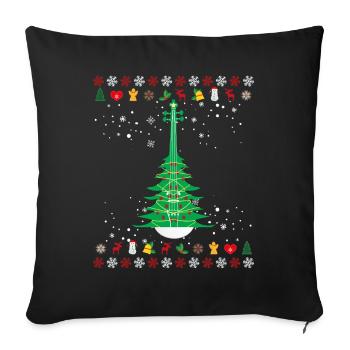 Sapin de Noël violon - Housse de coussin décorative 45 x 45 cm - noir - Devant