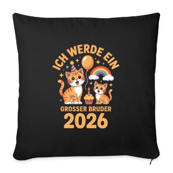 Je vais être un chaton grand frère 2026 - Housse de coussin décorative 45 x 45 cm - noir - Devant