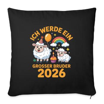 I'm going to be a big brother 2026 Sheep Lamb - Sofa pillowcase 17,3'' x 17,3'' (45 x 45 cm) - black - Front