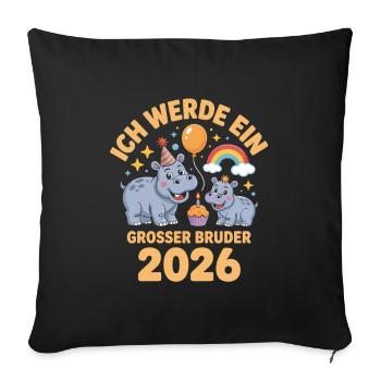 Je vais être un grand frère 2026 Hippo Hippo - Housse de coussin décorative 45 x 45 cm - noir - Devant